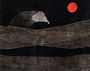 Bild-Teppich &amp;quot;Comet&amp;quot;, Max Ernst (1891-1976), Wolle, schwarz/beige/rot, rückseitig eingestickter Künstlername &amp;quot;Max Ernst&amp;quot;, 163x205 cm