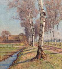 Wiegmann, Alfred (1886 Essen-1973 Kuhstedt) &quot;Worpsweder Landschaft&quot;, Öl/ Lw., sign. u.r., 75x67 cm, Rahmen