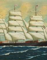 Mohrmann, John Henry (1857 Esterbrügge-1916 Bloomsbury) &quot;Palmyra&quot;, monogr. u.r. und dat. 1907, 45x65 cm, Rahmen (Marinemaler u. Schiffsportraitist, arbeitete als Seemann, Theatermaler u. Restaurator bevor er sich in Antwerpen niede…