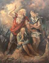 Schubert, Otto (1892 Dresden- 1970 Dresden) "König Lear", Öl/Lw., sign. u.l. und dat. 1947, 100x74,5 cm, Rahmen (O.Schubert studierte 1906-09 an der Kunstgewerbeschule Dresden und arbeitete von 1909 bis 1913 als Bühnenmaler am Hoftheater…