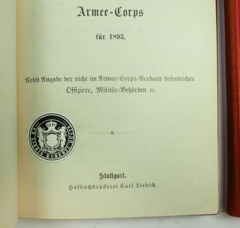 Herzog Robert von Württemberg: Rang- und Quartier-Liste des XIII. (Königl. Württembergischen) Armee-Corps für 1897, 1896, 1895, 1894, 1893 und 1892 - mit ex-libris. - Foto 2