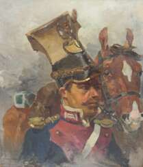 Semyonovich Samokish, Nikolai (1860-1944): Ulan mit Pferd. 