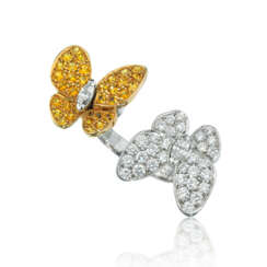 VAN CLEEF & ARPELS DIAMOND AND SAPPHIRE 'TWO BUTTERFLY BETWEEN THE FINGER' RING