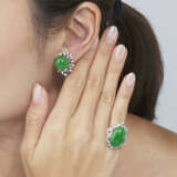 SET OF JADEITE AND DIAMOND RING AND EARRINGS - photo 4