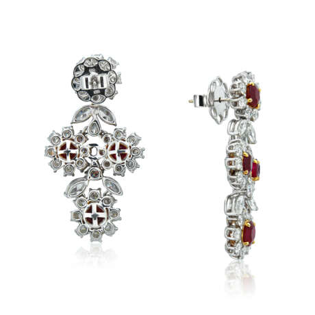 NO RESERVE - RUBY AND DIAMOND EARRINGS - Foto 2