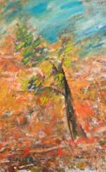 Fogler, Göta (1919-1992, schwedische Malerin) &quot;Der Baum&quot;, Öl/ Hartfaser, sign. u.l., 66,5x42 cm, Rahmen