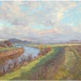 Scholz, Paul (1859-1940) "Landschaft mit Fluß", Öl/ Lw., sign. u.r., und dat.´51, 59x74 cm, Rahmen - Foto 1