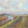 Scholz, Paul (1859-1940) &quot;Landschaft mit Fluß&quot;, Öl/ Lw., sign. u.r., und dat.´51, 59x74 cm, Rahmen - Prix ​​des enchères