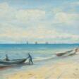 Larsen, Christian (Maler um 1900) &quot;Fischerboot am Strand&quot;, Öl/ Lw., sign. u.l., 32x50 cm, Rahmen - Auktionspreise