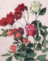 Koepke, Robert (1893 Bremen-1968 St. Jürgen/Worpswede) "Rosen", Öl/ Karton, sign. u.r., rückseitig WVZ-Nr. 242, 33,5x20,5 cm, ungerahmt