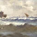 Fraser, Robert (Engl. Maler des 19. Jh.) "Der Sturmglockenturm", Öl/Lw., sign. u.r., 5 Hinterlegungen und kleiner Riß in Lw., 51x84 cm, Rahmen - Foto 1