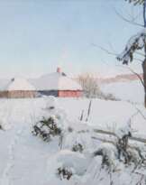 Jegorov, Andreij (1878 Arrokula bei Reval - 1954 Tallinn/Estland, Baltisch-russischer Maler) "Verschneite Winterlandschaft", Gouache/ Papier, sign. u.l., 32x49 cm, hinter Glas und Rahmen