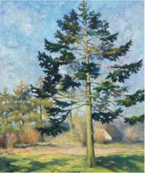 Heick, Monika &quot;Großer Baum am Wegrand&quot;, Öl/Lw., sign. u.r., 70x56,5 cm, Rahmen