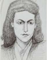 Diener, Rolf (1906 Gößnitz-1988 Hamburg) "Frauenporträt", Zeichnung, sign. u.r., Knickfalten am linken oberen Rand, 44x28,5 cm, ungerahmt (Maler und Grafiker, seit 1910 in Hamburg ansässig, LK-Schule unter Arthur Illies, fand im Baukrei…