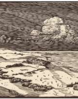 Grunert, Wilhelm Julius Ludwig (1891 Lehrte- 1963 Hamburg) "Landschaft in Ostpreußen", Holzschnitt, handsign. u. Ortsbez. u.r., im Druck monogr. u.r., Rand mit Kniffen, 23x31 cm, Blatt 30,5x46 cm, (Grunert war Maler, Zeichner, Grafiker, I…