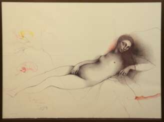 Bruni, Bruno (geb. 1935 in Gradara/Italien-lebt in Hannover) &amp;quot;Venus von Urbino&amp;quot;, Farblitho. auf Büttenpapier, 110/150, sign. u.l. und dat. 1980, 59,5x79,5 cm, hinter Glas und Rahmen