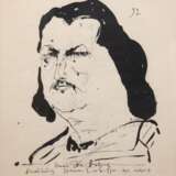 Janssen, Horst (1929 Hamburg-1995 Hamburg) "Honoré de Balzac", Kopfbildnis, aus der Serie ''Bekannte Literate'', Litho, handsign. und dat. ´92, in der Platte bez., 55x41,5 cm, im Passepartout hinter Glas und Rahmen - фото 1