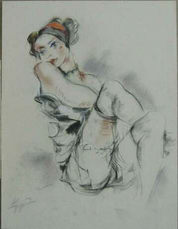 Вероника Тигран Агаджанян пастельная бумага Pastel Avant-garde Nude art Russia 1995 - photo 1