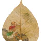 Vier außergewöhnliche, mit Luohan bemalte Bodhibaumblätter - Foto 2