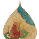Vier außergewöhnliche, mit Luohan bemalte Bodhibaumblätter - photo 4