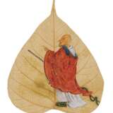 Vier außergewöhnliche, mit Luohan bemalte Bodhibaumblätter - фото 5