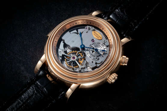 PARMIGIANI FLEURIER, A RARE GOLD SEMI-SKELETONISED WESTMINSTER CARILLON MINUTE REPEATING TOURBILLON WRISTWATCH WITH 24 HOUR DUAL TIME ZONE - photo 1