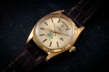 ROLEX, DAY-DATE REF. 1803 ‘KHANJAR’, AN ATTRACTIVE GOLD AUTOMATIC WRISTWATCH WITH THE NATIONAL EMBLEM OF OMAN