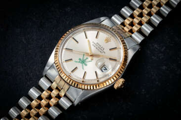 ROLEX DATEJUST REF 1601 'KHANJAR', AN ATTRACTIVE AND RARE STAINLESS STEEL AND YELLOW GOLD WRISTWATCH WITH KHANJAR DIAL 