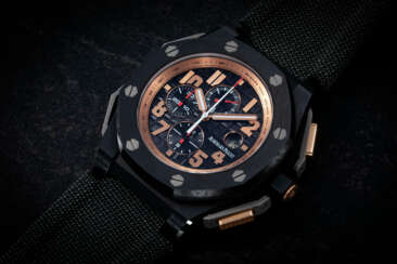 AUDEMARS PIGUET, ROYAL OAK OFFSHORE ARNOLD SCHWARZENEGGER 'THE LEGACY', A LIMITED EDITION CERAMIC, TITANIUM AND ROSE GOLD AUTOMATIC CHRONOGRAPH 