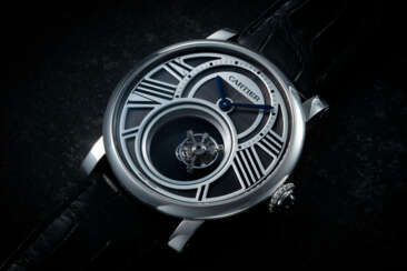 CARTIER, ROTONDE DE CARTIER REF. W1556210, A FINE AND RARE PLATINUM MYSTERY DOUBLE TOURBILLION WRISTWATCH