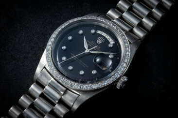 ROLEX, DAY-DATE REF. 6612B, AN EXTREMELY RARE AND ATTRACTIVE PLATINUM AND DIAMOND-SET WRISTWATCH