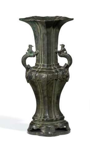 Beindruckende und große Gu-Vase mit zwei Drachen - Foto 1