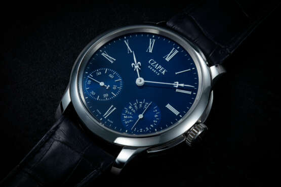 CZAPEK, QUAI DES BERGUES SAPPHIRE BLUE S, AN ATTRACTIVE LIMITED EDITION STEEL WRISTWATCH WITH FLINQUÉ ENAMEL DIAL - photo 1