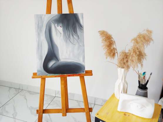 My feelings Canvas on cardboard Oil paint монохром Nude art Ukraine 2021 - photo 2