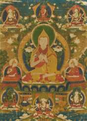Außerordentlich fein gemaltes Thangka des Tsongkhapa