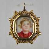 Pendentif en or double face avec un portrait miniature. Gold 585 Art Nouveau 4 - Foto 1