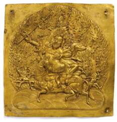 Platte mit Magzor Gyalmo (Shri Devi) auf Maultier