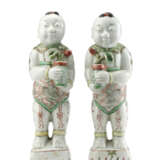 Two Famille Vert porcelain O' boy figure - photo 1