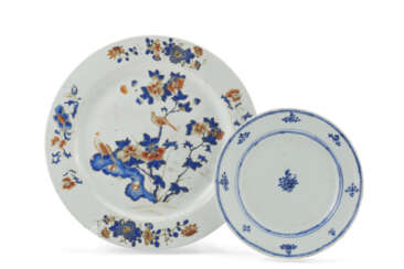 Two porcelain dishes one with imari decoration and one blue and white porcelain