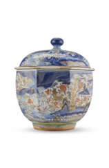 A large Imari porcelain exagonal bowl with cover