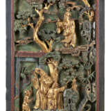 A carved polichrome wood panel - photo 1