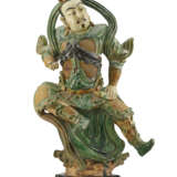 A Sancai glazed cermic figure of a Guandi - фото 1
