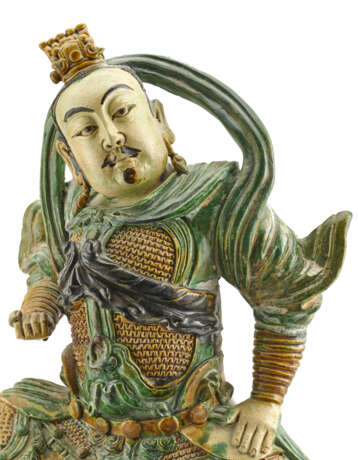 A Sancai glazed cermic figure of a Guandi - фото 3