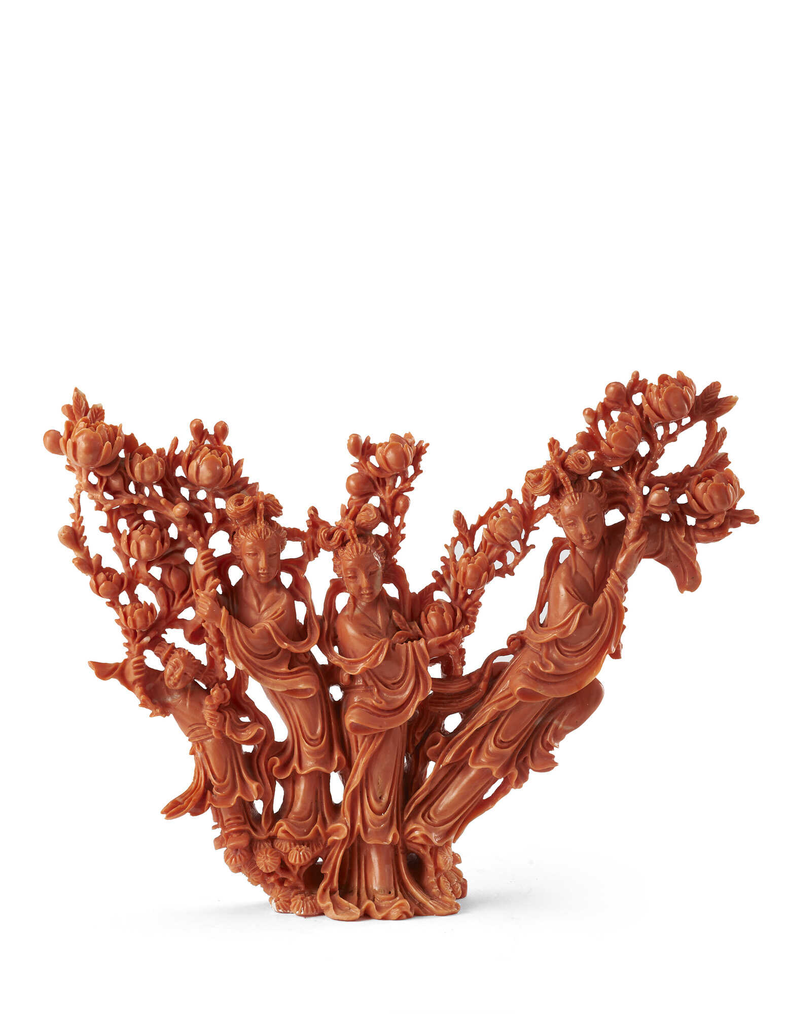 A red coral group of female figures