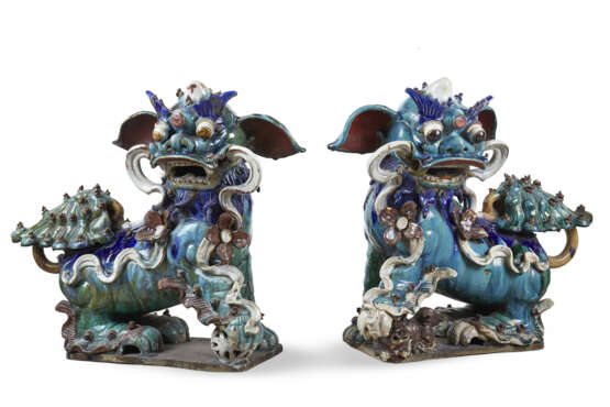 Pair of Pho Dogs in glazed stoneware - photo 1