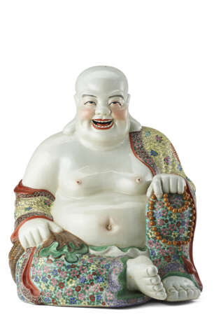 A large Budai, Famille Rose porcelain figure - Foto 1