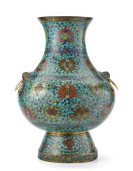 A large cloisonné enamel, lotus scrolls vase, Hu