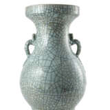 A Geyao type porcelain arcaistic shape vase with celadon glaze and stilyzed dragon shape handles - photo 1