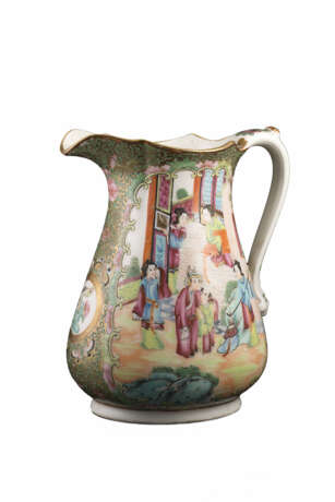 A Cantonese Famille Rose ewer decorated with figures in interior scenes - photo 1