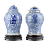 Two blue and white porcelain potiches - photo 1